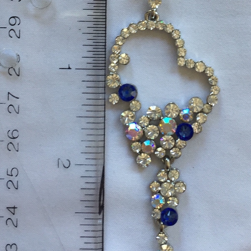 crystal earrings - blue stones/matching bracelet - Picture 2 of 2